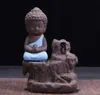 Ceramic Backflow Incense Burner Little Monk Buddha Lotus Incense Cones Stick Holder Cone Incense Buddhist Temple Decor DLH288