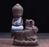 Keramisk backflow rökelse brännare liten munk Buddha lotus rökelse kottar stickhållare kotte rökelse buddhist tempel dekor dlh288