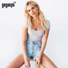 Gagaopt sommar 95% bomull rygglös bodysuit kvinnor kort ärm sexig bodysuit vit/svart bodycon bodysuit jumpsuit totalt 220505