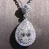 Vecalon pingente de forma de água 925 prata esterlina sona zircon casamento pingentes de noivado com colar para as mulheres de jóias de noiva