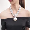 Big Imitation Pearl Pendant Halsband för kvinnor tjockt rep Justerbart uttalande chokers halsband smycken ukmoc2222445