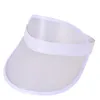 Sun Visor SUNORVISOR PARTY HAT Klar plastkåpa Transparent PVC Sun Hattar Solskyddsmedel Hatt Tennis Beach Elastiska hattar YD0103