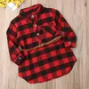 Baby Girl Red Buffalo Check Dress Newborn Toddler Baby Girls Princess Dress Red Plaid Shirt Dress with Belt Outfits Kids Dresses