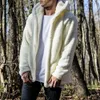 Kış Sıcak Erkekler Kış Kalın Hoodies Tops Kabarık Polar Kürk Ceket Kapşonlu Ceket Giyim Uzun Kollu Hırka
