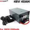 Rechargeable 48V 40AH E-bike Lithium ion battery 2000W 2500W Electric bike scooter battery 13S 48V +5A Charger with a metal box