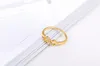 OMHXZJ Wholesale Personality Band Rings Fashion OL Woman Girl Party Wedding Gift Lucky 8 18KT Yellow Gold White Gold Ring RN40
