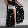 Hot Sale High Waist Long Kjolar Kvinnor Pläterad Star Utskrift Golvlängd Chiffon Split kjol FS0277