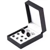 Gemelos Botón de cuello Gemelos blancos y negros Gemelos empaquetados en caja Gemelos de botón francés para regalo de Navidad TNT Fedex gratis