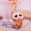 Cartoon Owl Jewelry Keyring Ring Enamel Alloy Crystal Rhinestone Metal Pendant Keychain Oil Drop Lobster Clasps Car Key Chain Bag Charms