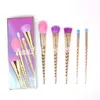 Makijaż Szczotki Zestawy Kosmetyki Pędzel 5 Sztuk Jasne Kolory Rose Gold Spiral Shank Make Up Brush Narzędzia Proszek Szczotki Konturowe Darmowa Wysyłka