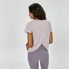 camisa Quick Dry T Gym T-shirt femininas LU-86 sólido macio Sports Tops Mulheres Yoga Top Women Shorts Sleeve Yoga Shirts respirável