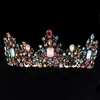 Coroque da rainha real coroa colorida geléia de cristal stromestone stone wedding tiara for women figurino acessórios de cabelo nupcial 4343625