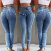 Kvinnor Jeans Plus Storlek Casual High Waist Summer Autumn Pant Slim Skinny Stretch Denim Trousers Byxor LJJA2865