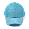 Mode Sequin Fluorescerande Baseball Cap Baköppning Ponytail Baseballs Hat Glitter Mesh Caps