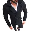 Мужская шерстяная смесь 2021 куртка мода тонкий подходит с длинным рукавом костюм верхняя ветровка траншеи пальто мужчины осень зима теплая кнопка