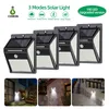 100leds 140leds Luzes de jardim solar 3 modos lâmpada ao ar livre solar Sensor de movimento PIR 270 ° Ângulo de iluminação caminho de segurança levou luz solar