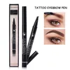 HANDAIYAN Eyebrow Pencil Waterproof Fork tip Eyebrow Tattoo Pen 4 Head Fine Sketch Liquid Henna Eyebrow Enhancer Dye Tint Pen