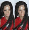 Ünlü Peruk Sentetik Saç Dantel Frontal Peruk Ücretsiz Bölüm Kutusu Örgüler Siyah Renk 10A Siyah Kadınlar için Sentetik Saç Dantel Peruk