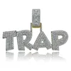 Diseñador de lujo Letra sólida TRAP Collar colgante Bling Cubic Zirconia Cadena helada Micro Pave CZ Hombres Mujeres Hip Hop Regalo de joyería