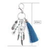 Turquoise Beads Keychain Pendants Dream Catcher Keyring Fashion Bohemian Tassel Fish Bone Leaves Charms Key Chain Rings Holder Bag Jewelry