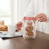 Mason Jar -formad blixtlås Matförvaringspåse Återanvändbar bulkmatlagring Container Snacks Candy Läcksäker väskor Köksorganisation BA9330717