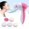 Meilleur prix 5 en 1 brosse faciale électrique peau nettoyage en profondeur enlèvement maquillage Pores soins visage brosses de lavage