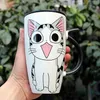 New 600ml Creative Cat Ceramic Mug With Lid and Spoon Cartoon Milk Coffee Tea Cup Porcelain Mugs Nice Gifts2634