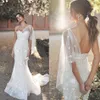 Shoulder Sweetheart One Dresses Mermaid Sweep Train Long Lace Appliqued Bridal Gowns Country Garden New Wedding Dress