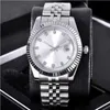 Fashion Date Watches Silver Dial Stainless Steel Diamond Automatic Wristwatch Movement 2813 Valentine's Best Gift 36mm