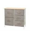 Linho / Natural Dresser Organizador Com 5 Gavetas Tecido Dresser Torre Para Quarto