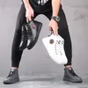 2019 Męskie Buty White Casual Skórzane Buty Mężczyźni Wysokie Top Sneakers Mężczyźni 2020 Moda Najwyższej Jakości Mans Buty Wszystkie Czarne Sneakers Hommes