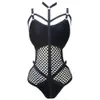 Costume da bagno intero in maglia a rete trasparente nera bianca Costumi da bagno donna sexy Costume intero da bagno femminile Costume da bagno monokini