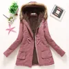 Fashion-Women Winter Warm Coat Female Autumn Hooded Cotton Fur Plus Size Basic Jacket Outerwear Slim Long Ladies chaqueta