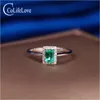 Prosta konstrukcja Szmaragdowy Obrączka 4 mm * 6 mm 0,5 CT Prawdziwy Naturalny Emerald Ring Solid 925 Srebrny Ring Emerald