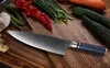Couteau de chef Damas acier 85 pouces de cuisine japonaise professionnelle couteau tranchant gyutou kiritsuke résine en nid d'abeille
