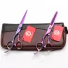 Left Hand 2Pcs 55INCH 16cm 440C Purple Dragon Professional Hair Scissors Salon Hairdressing Scissors Cutting Shears Thinning Shea6952641