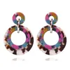 Boucles d'oreilles rondes multicolores en acrylique pour femmes et filles, motif géométrique en granit, boucles d'oreilles pendantes, bijoux de fête, vente en gros