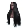 Heat Resistant Fiber Hair Synthetic Lace Wig with Baby Hair Mermaid Black Color Silk Straight Synthetic Lace Front Wigs for Black Women