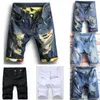 Herren Shorts Jean Denim Causual Fashional Distressed Short Skate Board Jogger Knöchel Ripped Wave