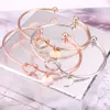 26 Letter Rose Gold Silver Gold Color Knot Heart Bracelet Bangle Girl Fashion Jewelry Zinc Alloy Round Pendant Chain & Link Bracelets