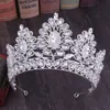 Grandi corone da sposa Cristalli di lusso Principessa Matrimonio Tiara nuziale Corona Accessori per capelli Sposa Argento Prom Party Oro rosa Blu Rosso