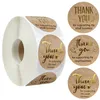 500pcsroll Thank You Sticker Different Style Kraft Seal Label Sticker DIY Gift Decoration and Cake Baking Package diameter 1 inch7130585
