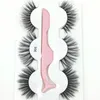 The newest False eyelash 3d mink lashes 3 pair lashes thick Faux 3D real mink eyelashes with tweezers in box 6styles DHL Free
