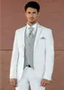 Classic Descese White Groom Tuxedos Män Bröllop Tuxedos Utmärkt män Business Dinner Prom Blazer 3 Piece Suit (Jacka + Byxor + Tie + Vest) 916