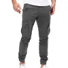 Pantaloni da uomo Autunno Inverno Casual Pantaloni larghi Cargo Slim Fit Moda Combattimento Cerniera Fondo Esercito Pantaloni maschili1234i