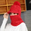 LaMaxPa 2018 nouvelle mode solide épais femmes écharpe ensembles avec pompon 1 pièces tricoté hiver chaud Beanis Wrap coupe-vent dropshipping