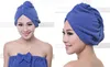Hår turban handduk kvinnor super absorberande duschkapp med snabbtorkning handduk mikrofiber hår torr badrum hår mössa bomull 6025 cm dc0341932406