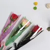 Gift Wrap Clear Plastic Golden Triangle presenter V￤skor Blomma F￶rpackning Konform f￶r Valentine Wedding Party Rose Bouquet Decoration1