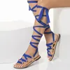 VTOTA Böhmen Stil Sommer Wohnungen Sandalen Gladiator Cross Strap Sexy Kniehohe Frau Stiefel Flache Beiläufige Strand Sandalen Für Frauen MX200407