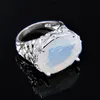 Wholesale 12 Pcs/Lot Luckyshine Oval Fire White Moonstone Gemstone Rings Silver Weddings Jewelry Valentine's Day Gift Ring For Woman 10*16MM